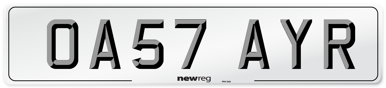 OA57 AYR Number Plate from New Reg